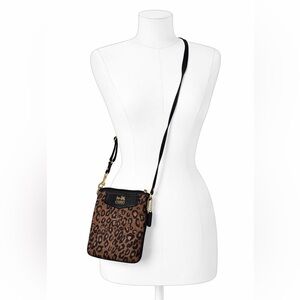 Coach Leopard Print Crossbody Bag - Black